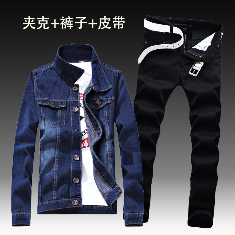 2022  Autumn New Mens Denim Jacket Jeans Pants Slim Fit Pencil Pant Long Sleeve Coat Long Trousers 2pcs Set Size S-3XL for Male