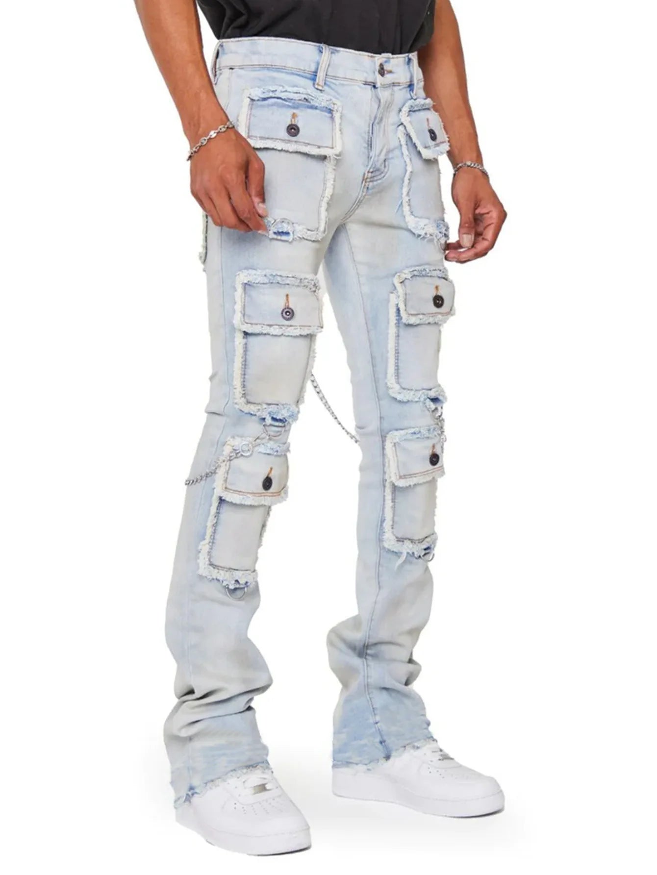 Multi-pocket Cargo Jeans Y2k Men’s Jeans Stretch Straight-leg Pants Vintage Trousers Overalls Casual High Street Hip Hop Jeans