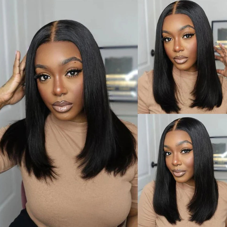 Wear Go Glueless Bob Wig Lace Front Human Hair Wigs Short Pre Plucked Straight 13x4 HD Transparent Lace Frontal Wig Bob on Sale