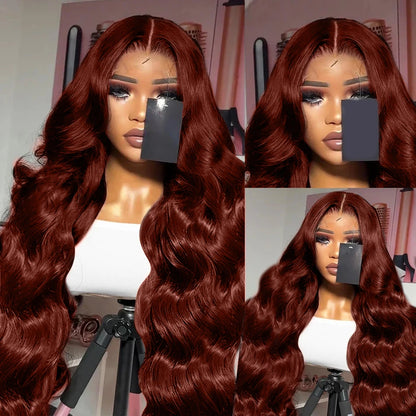 250% Reddish Brown Body Wave 13x6 HD Lace Front Wig 30 32 Inch Water Wave 13x4 Lace Frontal Human Hair Wigs For Women PrePlucked