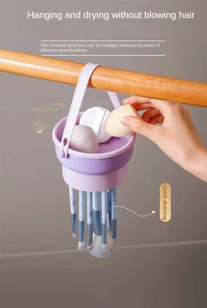 Makeup Brush Cleaning Bowl Beauty Egg Cleaning Tool Storage Set Brush Powder Puff Dry Cleaning Silicone Drying Shelf