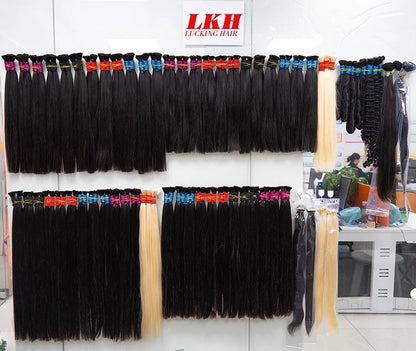 Wholesale Human Meches Bundles Human Hair Straight Extensions Cheveux Natural Human Hair Bulk For Mega Her 300 Grams 70cm