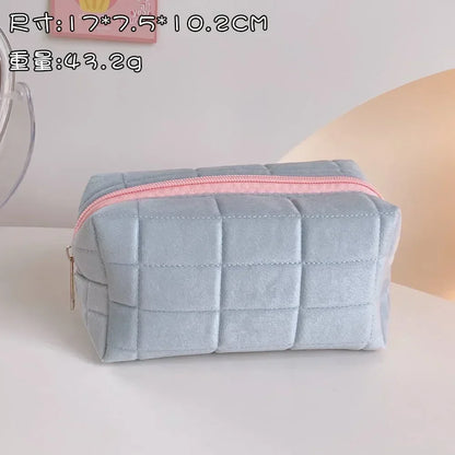 Cute Plush Makeup Bag for Women Zipper Large Solid Color Cosmetic Bag Travel Make Up Toiletry Bag Washing Pouch Plush Pen Pouch