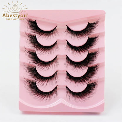 Abestyou 8mm 20Pairs Invisible Strip Soft Clear Band 3D Faux Mink Wispy Eyelash Korea High Quality Short Reusable Lashes Make-up