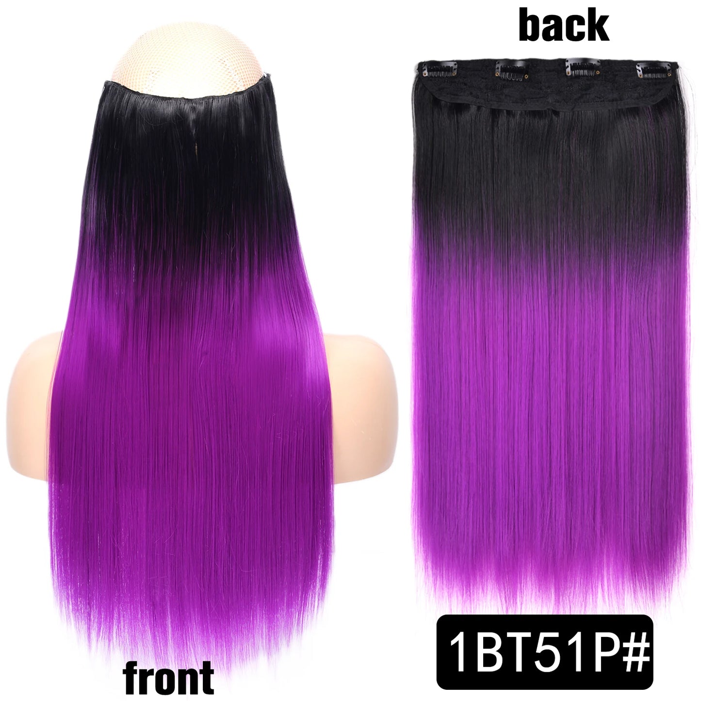 Synthetic Long Wavy 5 Clip In Hair Extensions 22Inch Synthetic Fiber Heat Resistant Hairpiece Black Pink False Hair Daily Use