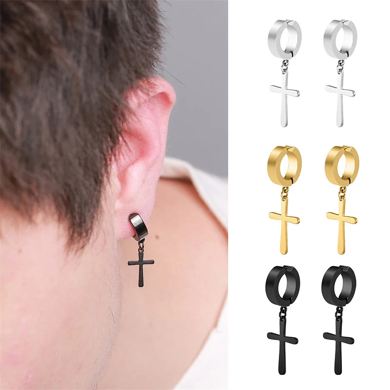 1Pair Fashion Cross Fake Earrings