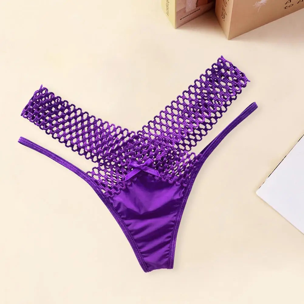 Lady Briefs Hollowed Out Elastic Thin Strip French Style Ladies Sling Thong Solid Color Women G-string Daily Underpants