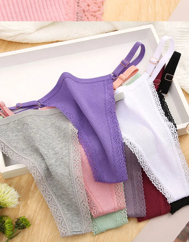 FINETOO 5PCS/Set Sexy G-string Panties Cotton Women's Underwear  Adjustable Waist Girl Female Pantys Bikini Lady Thongs Lingerie