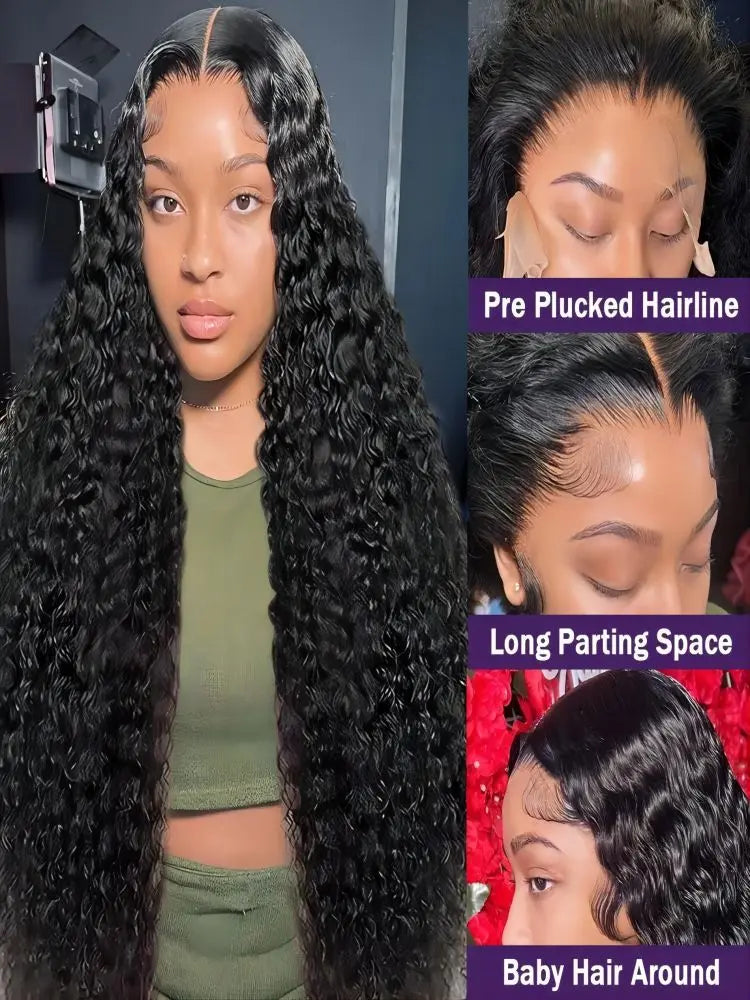 40 50 Inch Deep Wave 13x6 13x4 Lace Front Human Hair Wig 200% Remy Curl 360 Full Lace Frontal Wig Human Hair For Black Women