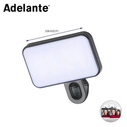 New 3 Modes Adjustable Brightness Portable Mini Selfie Fill Light Rechargeable Clip On For Phone Laptop Tablet Meeting Make Up