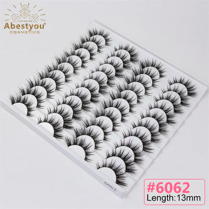 Abestyou 8mm 20Pairs Invisible Strip Soft Clear Band 3D Faux Mink Wispy Eyelash Korea High Quality Short Reusable Lashes Make-up