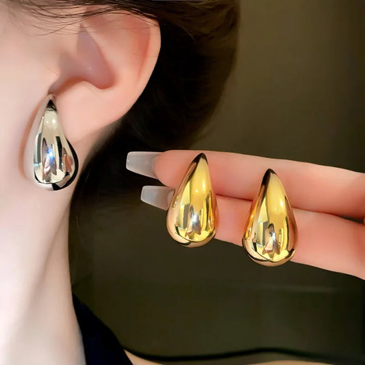 Metal Cool Water Drop Stud Earrings