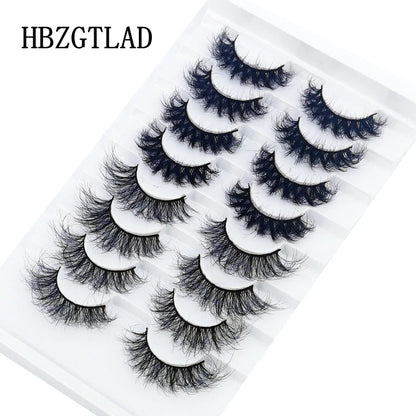 NEW 5/6/7/8 Pairs Natural Long Mink False Eyelashes Cross Dense Handmade Cotton Stalk 25mm Lashes Make-up Mink Beauty Eyelashes