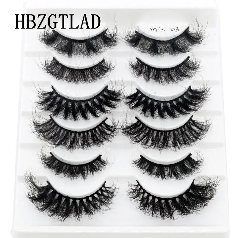 NEW 5/6/7/8 Pairs Natural Long Mink False Eyelashes Cross Dense Handmade Cotton Stalk 25mm Lashes Make-up Mink Beauty Eyelashes