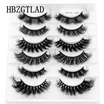 NEW 5/6/7/8 Pairs Natural Long Mink False Eyelashes Cross Dense Handmade Cotton Stalk 25mm Lashes Make-up Mink Beauty Eyelashes