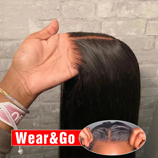 Pre Cut Glueless Wigs Human Hair Ready To Wear And Go Preplucked Straight 13x6 HD Lace Frontal Wig Human Hair For Women 40 Inch