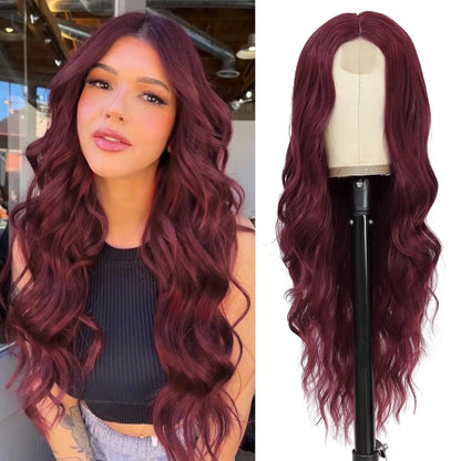 Synthetic Long Lace Ombre Blonde Wavy Wig for Women 26 Inch Middle Part Curly Natural Looking Heat Resistant Fiber for Daily