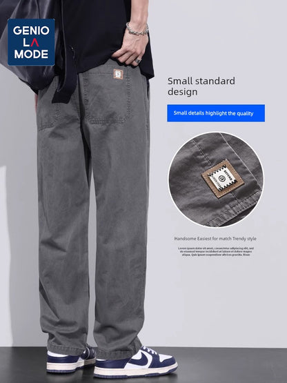 Senma Pure Cotton Loose Straight-leg Men's Spring and Autumn Casual Pants