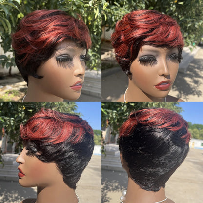 Human Hair Wigs Short Pixie Cut Wig Human Hair For Black Women Machine Made Wigs With Bangs Pixi Wig Perruque Cheveux Humain