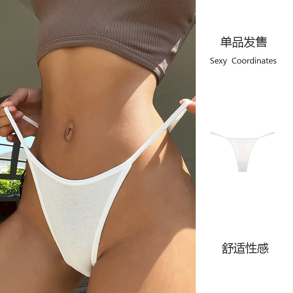 SP&CITY Simple Striped Thin Sexy Thongs Fashion Sports Women's Underwear Low Waist  Traceless Panties Cotton Seamless Briefs