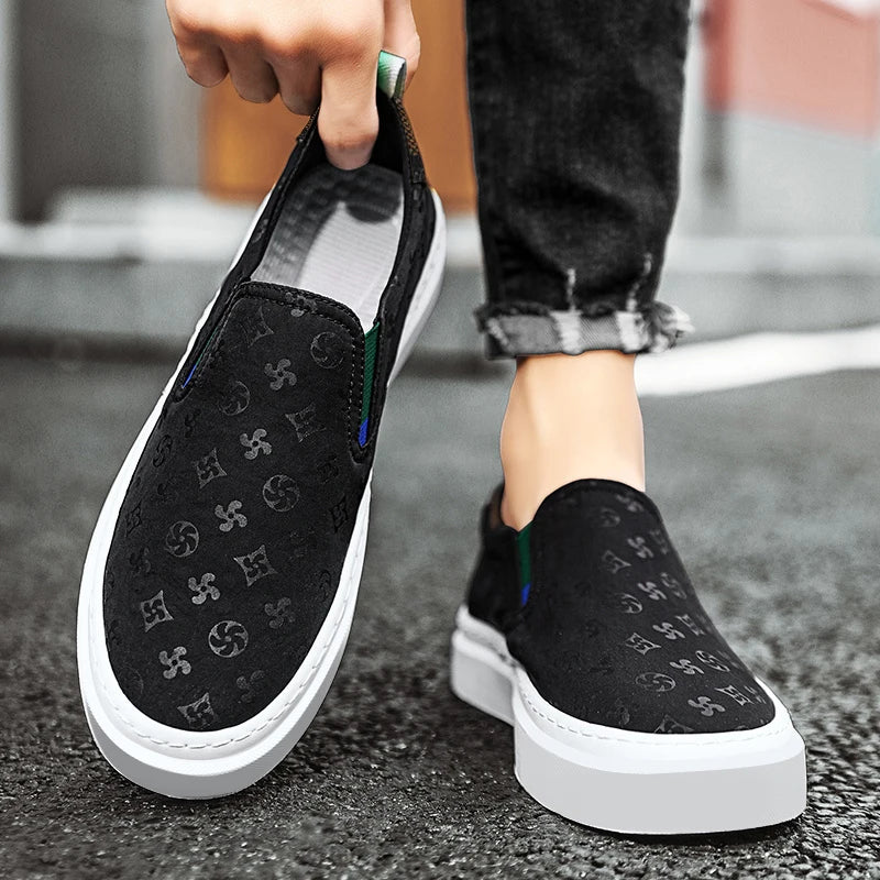 Men Casual Luxury Printing Shoes Comfortable Outdoor Shoes Thick Bottom Slip-On Shoe Trainers Skate Flats Walking Sneakers 39-44