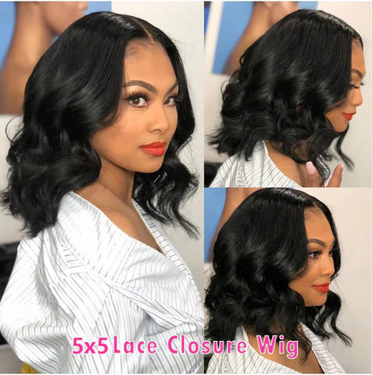 Body Wave Bob Wig 13x6 Transparent Lace Frontal Wig Brazilian Human Hair Wigs Virgin Remy Hair13x4 Lace Closure Wig 180% Density