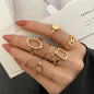 LETAPI 2024 New Fashion Bohemian Heart Ring Set For Women Crystal Stars Moon Flower Love Geometric Finger Vintage Jewelry Gifts