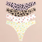 FINETOO 4Pcs Ultra Soft Underwear For Women Sexy Graphic Print Seamless Thongs Female Stretch Leopard G Strings Comfort Lingerie