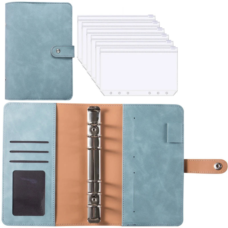 2024 A6 PU Leather Budget Binder Notebook Cash Envelopes System Set,with Binder Pockets for Money Budget Saving Bill Organizer