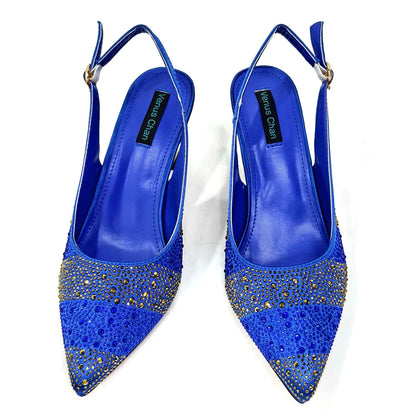 Venus Chan Italian Design Rhinestone-encrusted Ladies Party Shoes And Special Bag High Heels And Dual Purpose Bag Women's Shoes