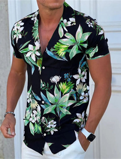 Men's Shirt Button Summer Floral Shirts for Men Street 3d Print Plus Size Hawaiian Shirts Beach Breathable Short Sleeve