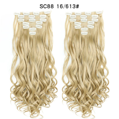 LINWAN Hair 22inch Ombre Hair Long Curly Hair Extension 16 Clips High Tempreture Synthetic Hairpiece Clip In Hair Extensions