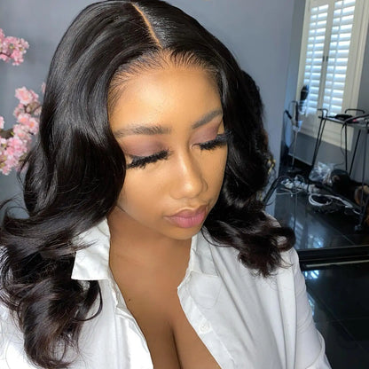 Body Wave Bob Wig 13x6 Transparent Lace Frontal Wig Brazilian Human Hair Wigs Virgin Remy Hair13x4 Lace Closure Wig 180% Density