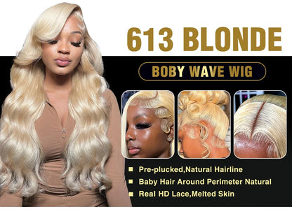 Body Wave 613 Hd Lace Frontal Wig 13x6 Human Hair Wigs 13x4 Transparent Lace Honey Blonde Glueless Wigs For Women 180 Density