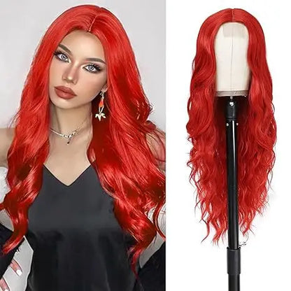 Synthetic Long Lace Ombre Blonde Wavy Wig for Women 26 Inch Middle Part Curly Natural Looking Heat Resistant Fiber for Daily