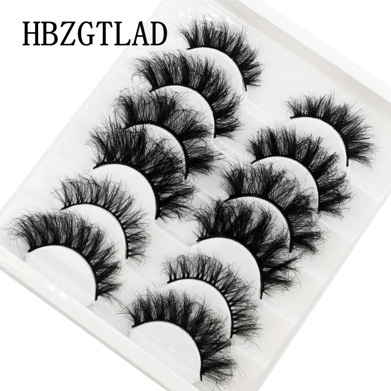 NEW 5/6/7/8 Pairs Natural Long Mink False Eyelashes Cross Dense Handmade Cotton Stalk 25mm Lashes Make-up Mink Beauty Eyelashes