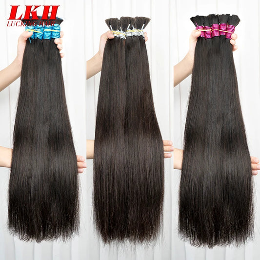 Wholesale Human Meches Bundles Human Hair Straight Extensions Cheveux Natural Human Hair Bulk For Mega Her 300 Grams 70cm