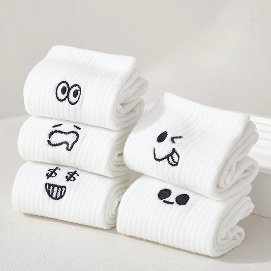 New Cool Women White Cute Funny Socks Set Cartoon Lady Autumn Winter Female Girl Kawaii Sport Short Socks For Women