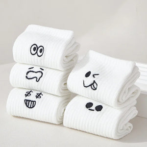 New Cool Women White Cute Funny Socks Set Cartoon Lady Autumn Winter Female Girl Kawaii Sport Short Socks For Women