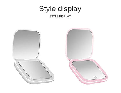 Mini Portable Folding Makeup Mirror Led Lights Magnifying Compact Pocket Travel Aesthetic Vanity Mirrors Make Up Tools