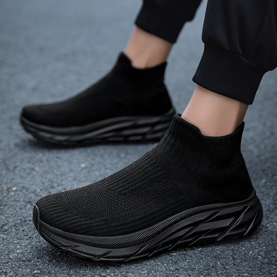 Men's Casual Sneakers Breathable Mesh Socks Shoes Fashion Sport Running Shoes Ankle Boots Slip-on Tennis Loafers For Women