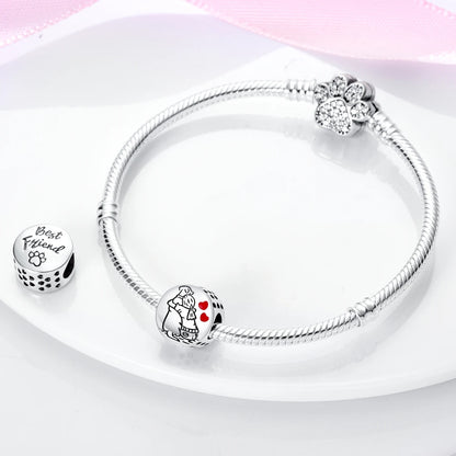 Dog Pet Charms 925 Silver Doggy Paw French Bulldog Bones Beads fit Original Pandora Bracelet DIY Fine Jewelry