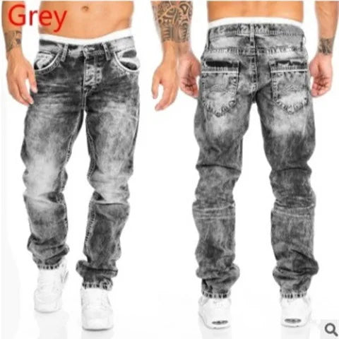 European and American 2024 New Fashion Jeans for Men, Casual Straight-leg Hip-hop Denim Trousers with Visible Stitching. S-5XL