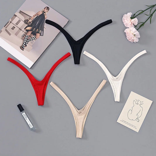 Simplistic Yet Stylish Women\\\\\\\'s Lightweight Cotton Thong Underwear Featuring A Unique Deep V Design To Elevate Daily Wear