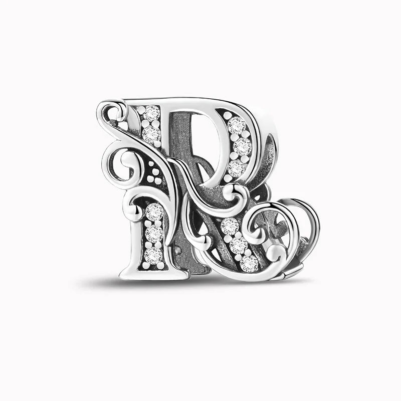 925 Sterling Silver Zircon Simple Vine 26 Letters Pendants Bead Fit Diy Bracelet Necklace Making Gift Of High Quality Jewelry