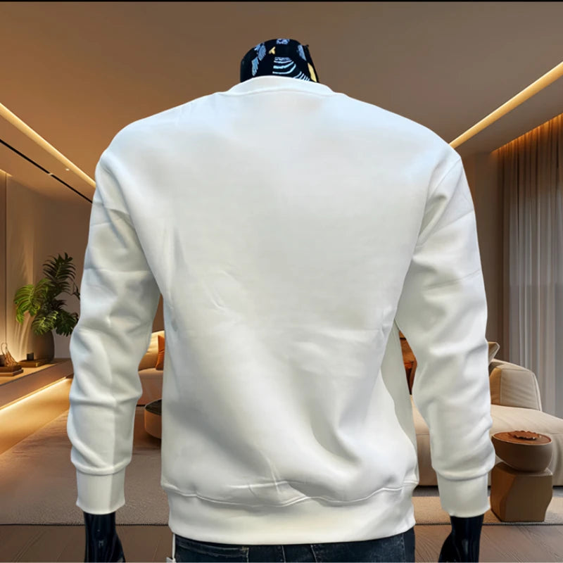 2024 Men's Black Sweatshirt Trendy Graphic Top Vintage Long Sleeve T-shirt Daily Home Casual Oversized White Top S-5XL