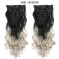 LINWAN Hair 22inch Ombre Hair Long Curly Hair Extension 16 Clips High Tempreture Synthetic Hairpiece Clip In Hair Extensions