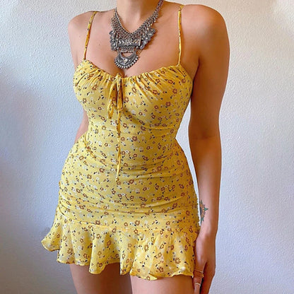 Sexy Casual Home Small Floral Camisole Dress