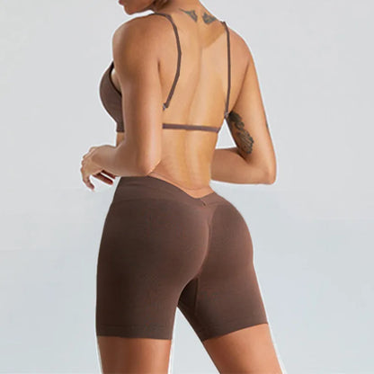 S-XL 1/2PCS Sport Bra Yoga Set Gym Suit V back Shorts Women Tracksuit Legging Running Workout Outfit Fitness Pant Active Suits