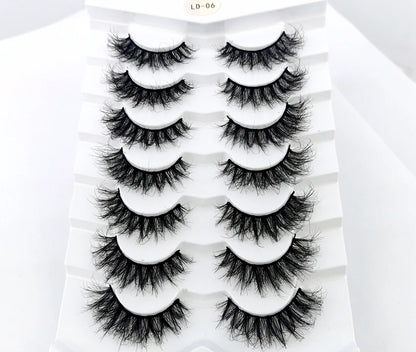 NEW 5/6/7/8 Pairs Natural Long Mink False Eyelashes Cross Dense Handmade Cotton Stalk 25mm Lashes Make-up Mink Beauty Eyelashes